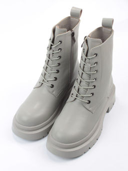 04-PAS70-3Z GRAY/GREEN Ботинки зимние женские (натуральная кожа, 100% шерсть)