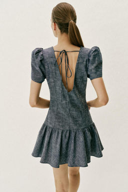 VESTIDO MINI MANGA ABULLONADA / Azul - Zara фото 4