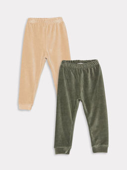 Beli Lastikli Kadife Erkek Bebek Pijama Alt 2li