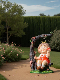 Садовая фигура из полистоуна Девочка на качелях, 48 см