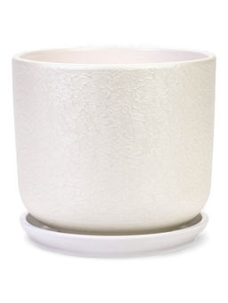 Горшок цветочный с поддоном 5,4 л, d22/h19 см белый керамика, "Перл" (М)