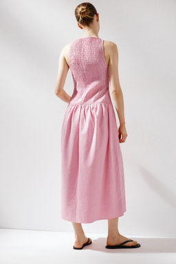 GINGHAM CHECK MIDI DRESS - Zara фото 5