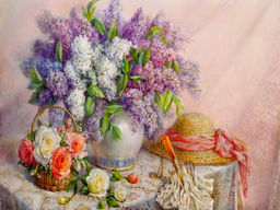 Вышивка крестиком 40х50см, Сирень