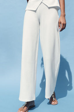 TEXTURED WIDE-LEG TROUSERS - Zara фото 9