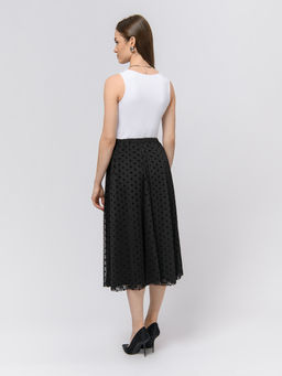 Юбка черного цвета длины миди двухслойная