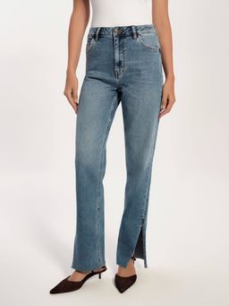 CONTE CON-738 Джинсы straight c разрезами и необработанным краем blue