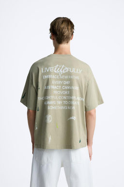 PAINT SPLATTER T-SHIRT WITH SLOGANS - Zara фото 3