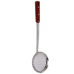 Шумовка из нержавеющей стали 47*14см деревянная ручка