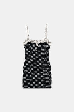 VESTIDO MINI COMBINADO LUNARES / Negro / Blanco - Zara фото 5