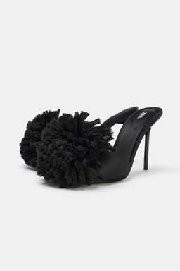 MAXI POMPOM SLINGBACK MULE SANDALS - Zara фото 4
