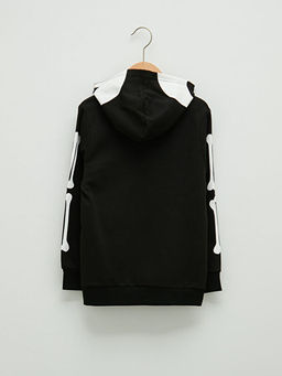 Kap??onlu Bask?l? Uzun Kollu Erkek ?ocuk Sweatshirt ve E?ofman Alt? - Waikiki фото 3