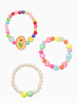 Цена за 2 шт. Браслеты детские набор 3 шт. «Выбражулька. цветочек Тюльпан и Сердце», d=5.5 см, МИКС