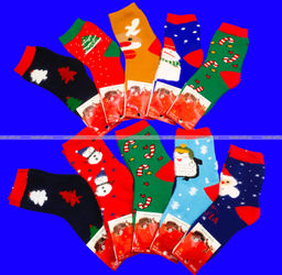 Цена за 10 пар.Лиза термоноски детские внутри махра Новогодние арт. 5330