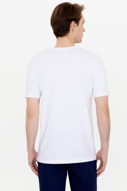 Erkek Beyaz Bisiklet Yaka Ti__rt