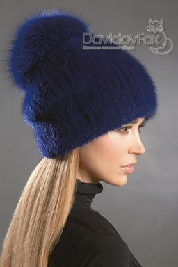 Шапка Буратино норка индиго