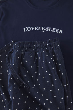 TRENDYOL MAN Lacivert Regular Fit Kalpli Cift/Couple %100 Pamuk Orme Pijama Tak?m? TMNSS25PT00050 - Trendyolmilla фото 3