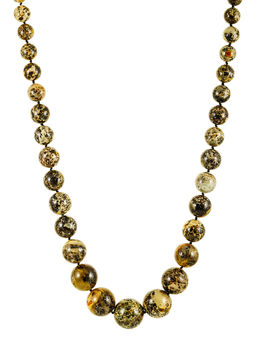 Бусы из крупных янтарных шаров Полированный пёстрый метеорит