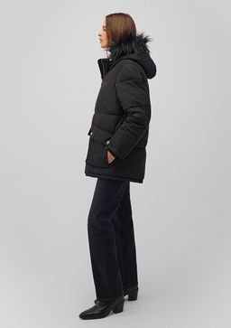 Suni Kurk Detayl? Siyah Sisme Mont - Mavi фото 2