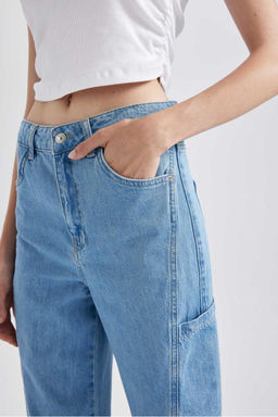 Широкие брюки 90-х годов с высокой талией и длинными широкими штанинами из 100% хлопка джинсовые брюки - Defacto фото 5