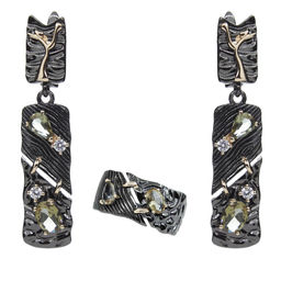 Комплект Шарлота султанит покрытие под золото, размеры кольца: 17, 18, 19, 20 - Agat77 фото 2