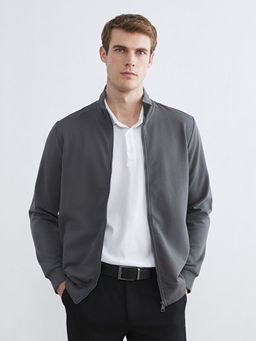 Dik Yaka Uzun Kollu Erkek Fermuarl? Sweatshirt