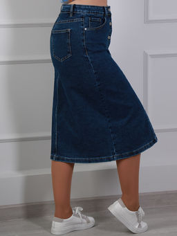 Юбка джинсовая миди на пуговицах спереди - Almond фото 6