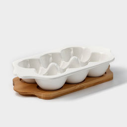 Подставка для яиц 6 ячеек Bella Tenero, 19.2?11?3.6 см, фарфор, белая