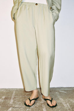 PANTAL?N CARROT CINTURA EL?STICA / Verde agua - Zara фото 2