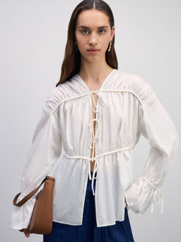 Свободная хлопковая блузка на завязках / Zarina