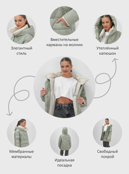 Куртка женская зимняя с капюшоном большого размера зеленого цвета 1170Z - Mtforce фото 21