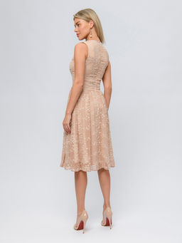 Платье бежевое с принтом длины миди - 1001dress фото 7