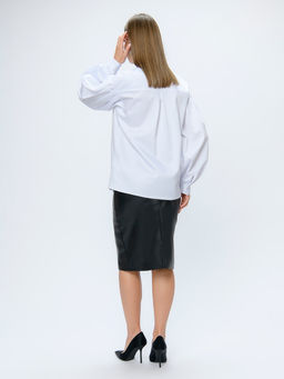 УЦЕНКА. Блуза белая с пышными рукавами и отложным воротником - 1001dress фото 6