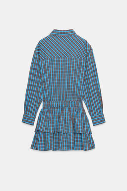 SHORT CHECKED DRESS WITH BELT AND RUFFLES - Zara фото 23
