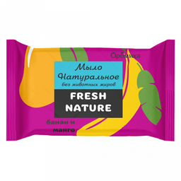 Мыло туалетное твердое "Fresh nature " 90г, 5х2х9см, банан и манго (Казахстан)