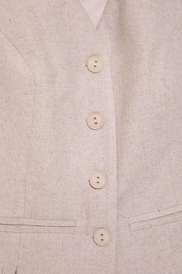 TRENDYOLMILLA Ac?k Haki Fitted Keten Gorunumlu V Yaka Crop Dokuma Yelek TWOSS25YE00028  фото 7