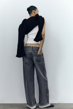 RELAXED FIT FOLD-UP LOW-RISE JEANS - Zara фото 28