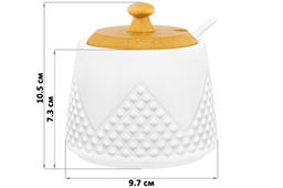 Сахарница 350 мл 9,7*9,7*10,5 см Ромбики + ложка + дер. крышка. - Elan gallery фото 3