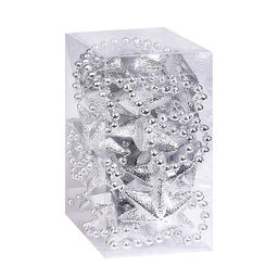 Бусы новогодние "Серебряные" со звёздами (3,5м)