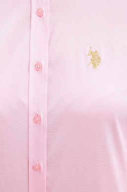 Женская розовая базовая рубашка с длинным рукавом - U.s. polo assn фото 5