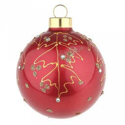 Елочная игрушка шар стеклянная д8см, зеркально-красный, ручная художественная роспись, подарочная упаковка (Россия) - Домашняя мода фото 2