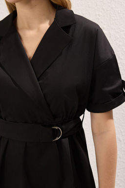 TRENDYOLMILLA Siyah Kusakl? Duz A Kesim Midi Dokuma Elbise TWOSS25EL00178 фото 7