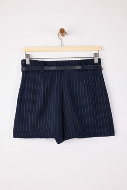 Lacivert Verev Cizgili Kemerli Mini Sort Etek Sort & Bermuda TWOSS26SR00018 - Trendyolmilla фото 3