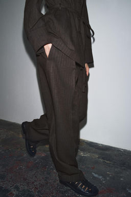 ZW COLLECTION HERRINGBONE DARTED TROUSERS - Zara фото 2