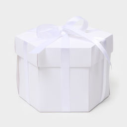 Коробка - сюрприз раскладушка, белая, с лентой и двойным скотчем для сборки, 19×13 см