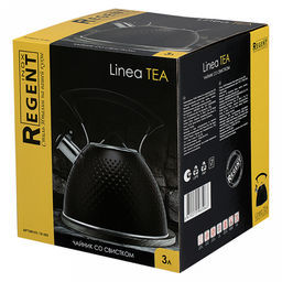 Чайник из нержавеющей стали "Linea Tea" 3л, д22,5см, h24см, со свистком, многослойное капсульное дно, нескользящая ручка, цветная коробка, "Regent" (Китай) Подходит для всех видов плит, включая индукционную