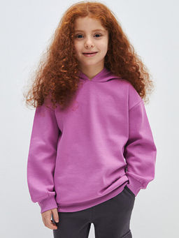 Basic Uzun Kollu K?z ?ocuk Hoodie