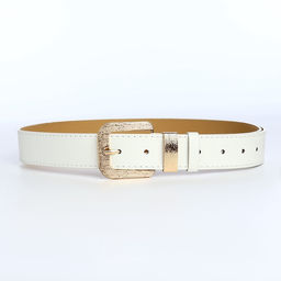 Ремень женский с винтом, 110×3 см, пряжка металл, золотистая, белый