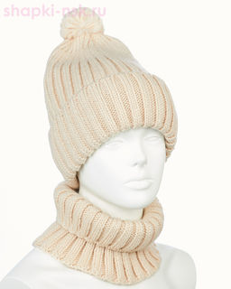 001223 F 1A Питео B Комплект женский флис (колпак+снуд) (56-58)