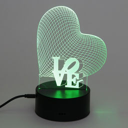 Цена за 2 шт. Светильник ночник "3D-LOVE" на пластиковой подставке, с включателем USB