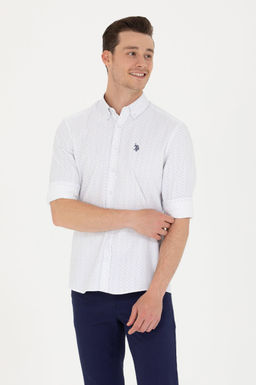 U. S. Polo Assn Мужская темно-синяя белая рубашка с принтом